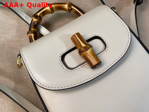 Gucci Bamboo Mini Handbag in White Leather 702106 Replica