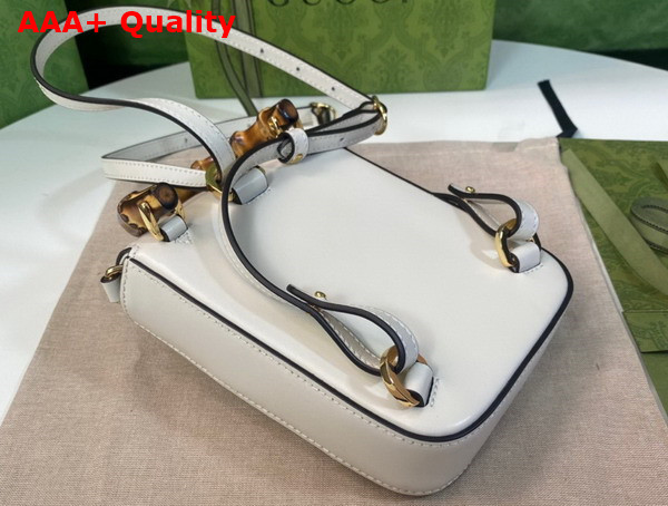 Gucci Bamboo Mini Handbag in White Leather 702106 Replica