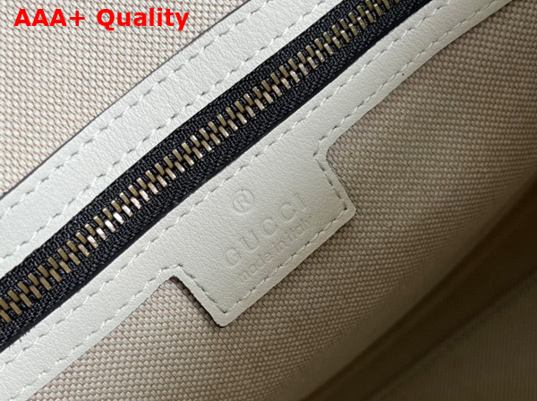 Gucci Bauletto Medium Top Handle Bag Black GG Canvas with White Leather Trim 715666 Replica