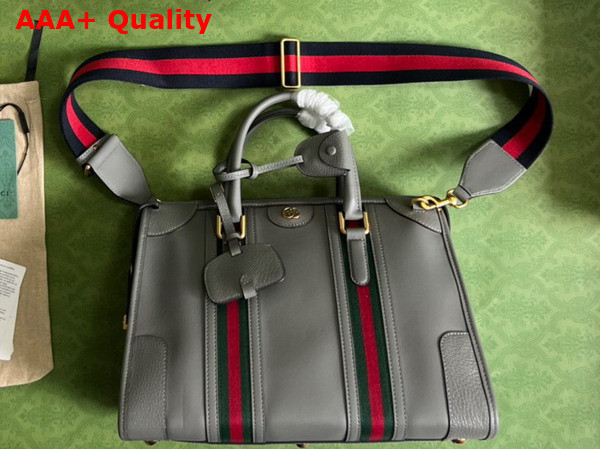 Gucci Bauletto Medium Top Handle Bag in Grey Leather 715666 Replica