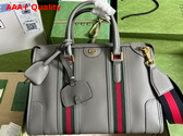 Gucci Bauletto Medium Top Handle Bag in Grey Leather 715666 Replica