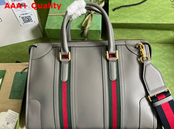 Gucci Bauletto Medium Top Handle Bag in Grey Leather 715666 Replica