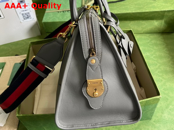 Gucci Bauletto Medium Top Handle Bag in Grey Leather 715666 Replica