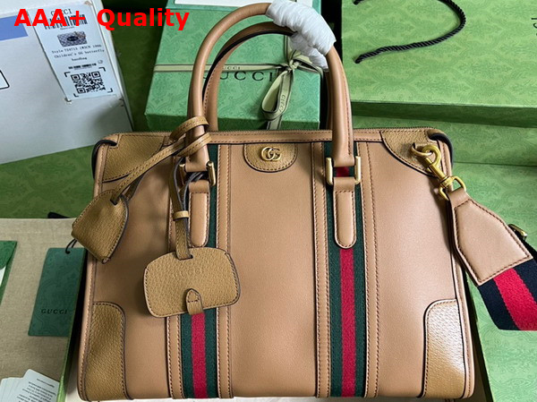 Gucci Bauletto Medium Top Handle Bag in Light Brown Leather 715666 Replica