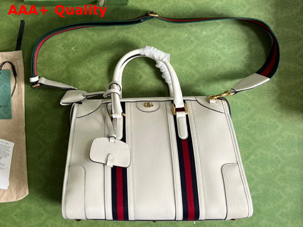 Gucci Bauletto Medium Top Handle Bag in White Leather 715666 Replica