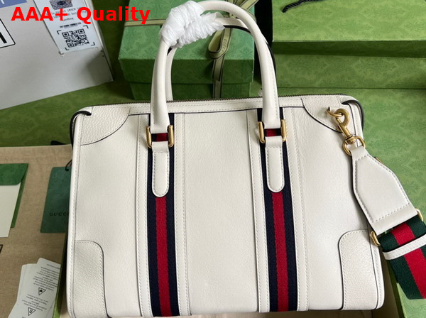 Gucci Bauletto Medium Top Handle Bag in White Leather 715666 Replica