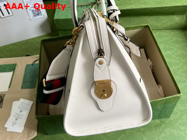 Gucci Bauletto Medium Top Handle Bag in White Leather 715666 Replica