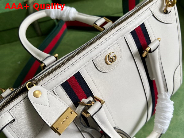 Gucci Bauletto Medium Top Handle Bag in White Leather 715666 Replica