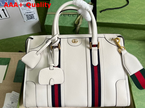 Gucci Bauletto Medium Top Handle Bag in White Leather 715666 Replica