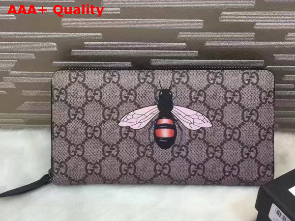 Gucci Bee Print GG Supreme Zip Around Wallet Replica