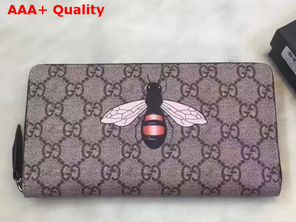 Gucci Bee Print GG Supreme Zip Around Wallet Replica