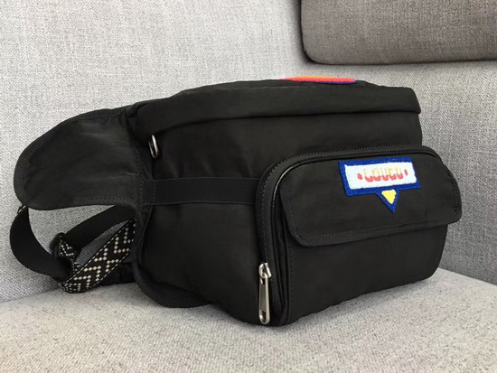 Gucci Belt Bag with Gucci 80s Patch Black Nylon 536842