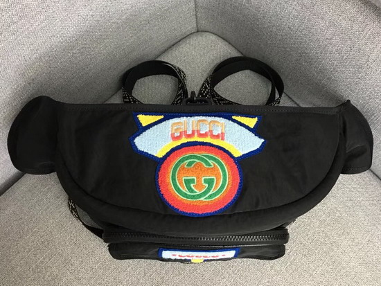 Gucci Belt Bag with Gucci 80s Patch Black Nylon 536842