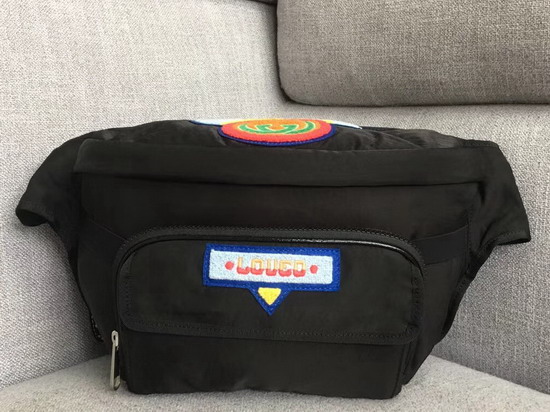 Gucci Belt Bag with Gucci 80s Patch Black Nylon 536842