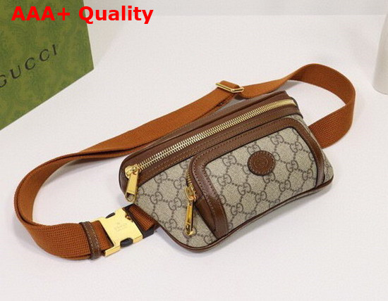 Gucci Belt Bag with Interlocking G in Beige and Ebony GG Supreme Canvas 682933 Replica