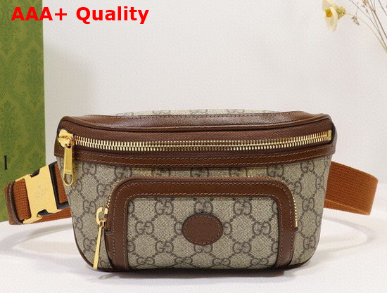 Gucci Belt Bag with Interlocking G in Beige and Ebony GG Supreme Canvas 682933 Replica