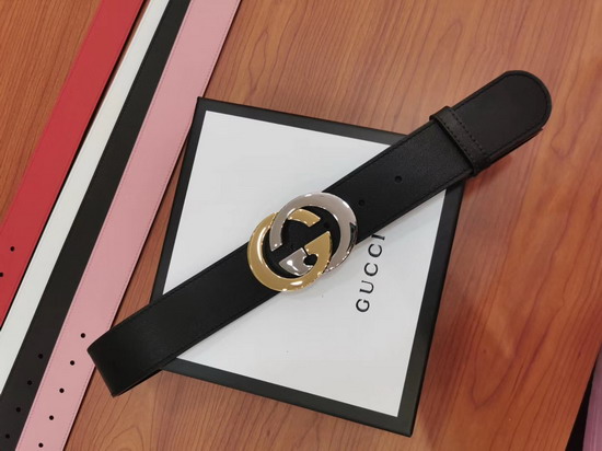 Gucci Belt with Interlocking G Buckle Black Leather 574807