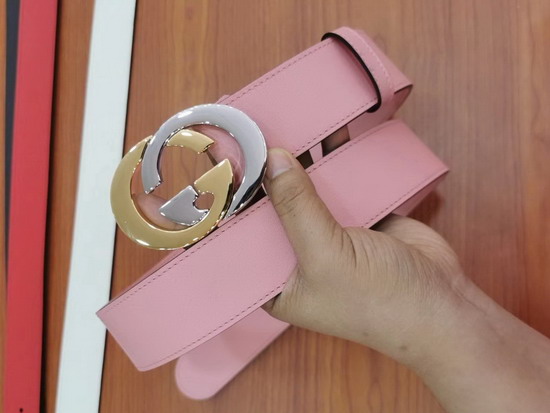 Gucci Belt with Interlocking G Buckle Pink Leather 574807