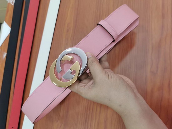 Gucci Belt with Interlocking G Buckle Pink Leather 574807