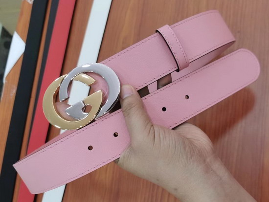 Gucci Belt with Interlocking G Buckle Pink Leather 574807