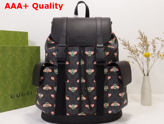 Gucci Bestiary Backpack with Bees Black GG Supreme Canvas 495563 Replica