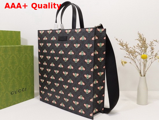 Gucci Bestiary Tote Bag with Bees Black GG Supreme Canvas Replica