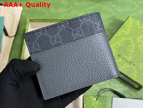 Gucci Bi Fold Wallet with Cut Out Interlocking G Black and Grey GG Supreme Canvas 701420 Replica