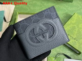 Gucci Bi Fold Wallet with Cut Out Interlocking G Black and Grey GG Supreme Canvas 701420 Replica