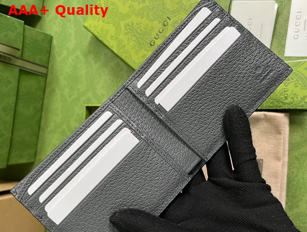 Gucci Bi Fold Wallet with Cut Out Interlocking G Black and Grey GG Supreme Canvas 701420 Replica