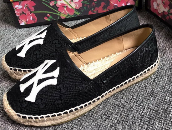 Gucci Black GG Canvas Espadrille with NY Yankees Patch