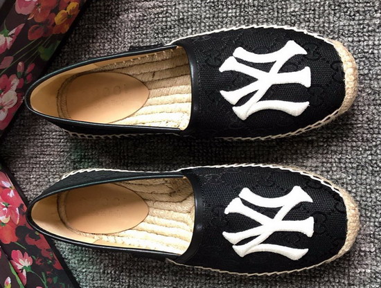 Gucci Black GG Canvas Espadrille with NY Yankees Patch