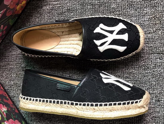 Gucci Black GG Canvas Espadrille with NY Yankees Patch