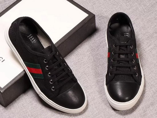 Gucci Black GG and Leather Web Sneaker