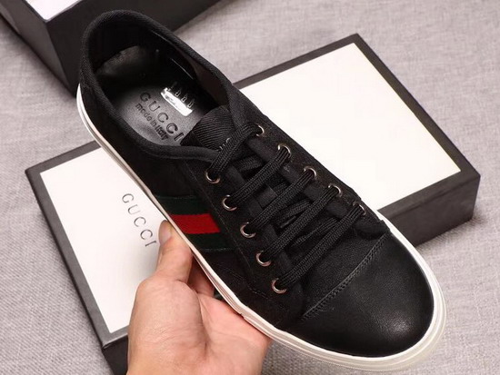 Gucci Black GG and Leather Web Sneaker