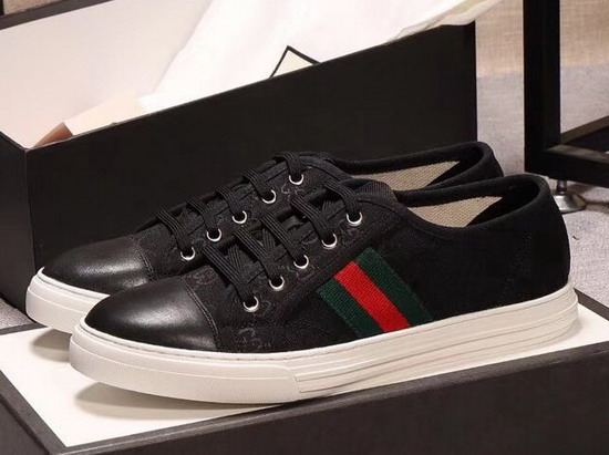 Gucci Black GG and Leather Web Sneaker