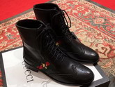 Gucci Black Leather Ankle Boot with Web and Bee