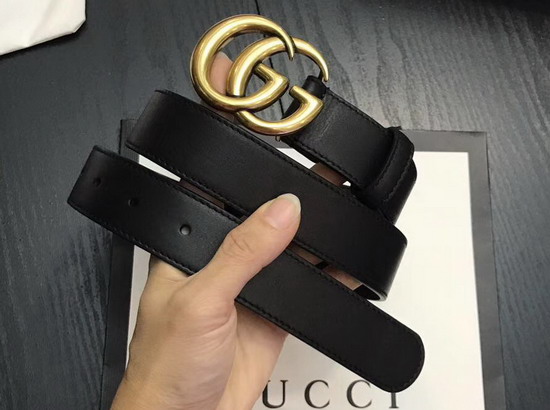 Gucci Black Leather Belt with Double G Buckle