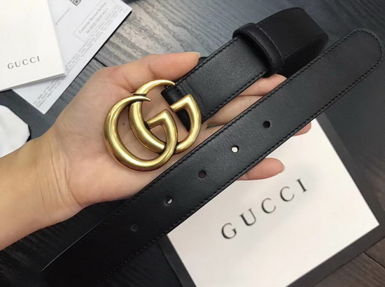 Gucci Black Leather Belt with Double G Buckle