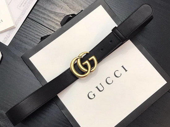 Gucci Black Leather Belt with Double G Buckle