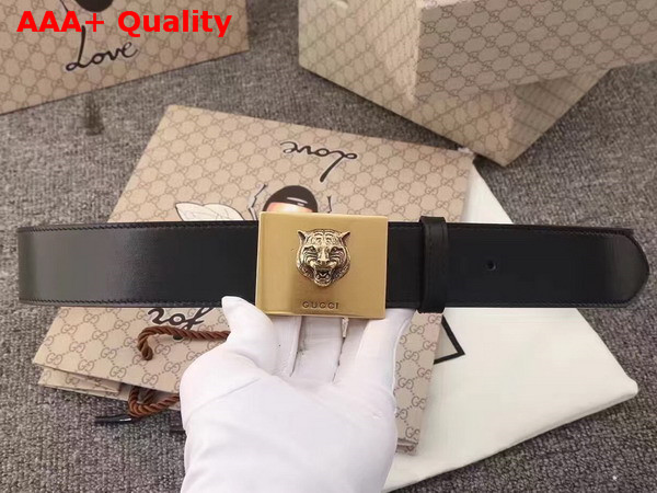 Gucci Black Leather Blet with Feline Buckle Replica