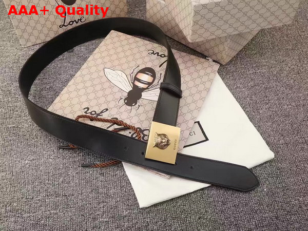 Gucci Black Leather Blet with Feline Buckle Replica