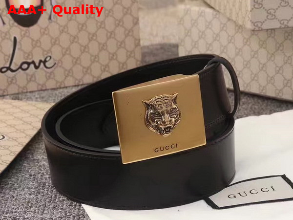 Gucci Black Leather Blet with Feline Buckle Replica