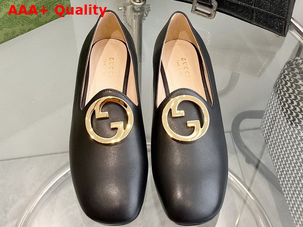 Gucci Blonde Womens Ballet Flat in Black Leather 723395 Replica