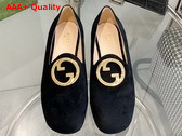 Gucci Blonde Womens Ballet Flat in Black Suede 723395 Replica