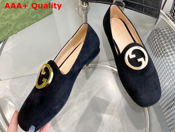 Gucci Blonde Womens Ballet Flat in Black Suede 723395 Replica