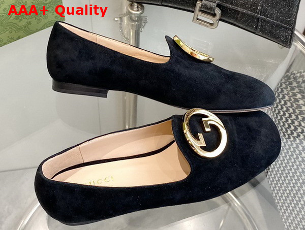 Gucci Blonde Womens Ballet Flat in Black Suede 723395 Replica