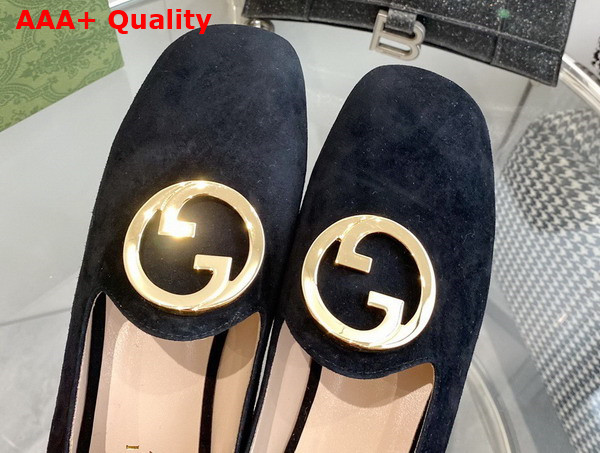 Gucci Blonde Womens Ballet Flat in Black Suede 723395 Replica