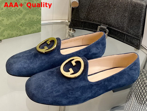 Gucci Blonde Womens Ballet Flat in Blue Suede 723395 Replica