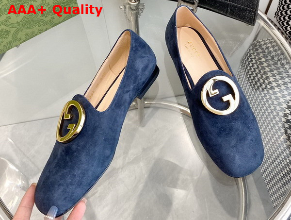 Gucci Blonde Womens Ballet Flat in Blue Suede 723395 Replica