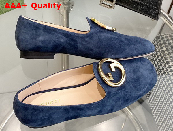 Gucci Blonde Womens Ballet Flat in Blue Suede 723395 Replica